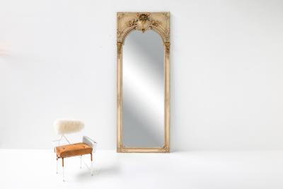 Gilt Wooden Frame Full Length Floor Mirror 1950s