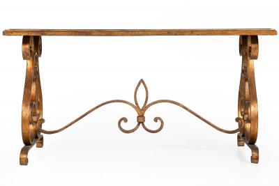 Gilt Wrought Iron Cocktail Coffee Table manner of Raymond Stubes ca 1940s