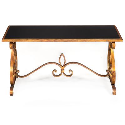 Gilt Wrought Iron Cocktail Coffee Table manner of Raymond Stubes ca 1940s