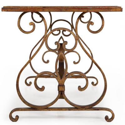 Gilt Wrought Iron Cocktail Coffee Table manner of Raymond Stubes ca 1940s