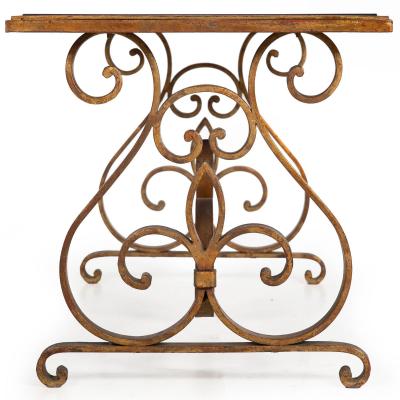 Gilt Wrought Iron Cocktail Coffee Table manner of Raymond Stubes ca 1940s