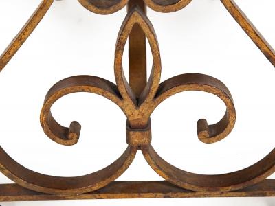 Gilt Wrought Iron Cocktail Coffee Table manner of Raymond Stubes ca 1940s