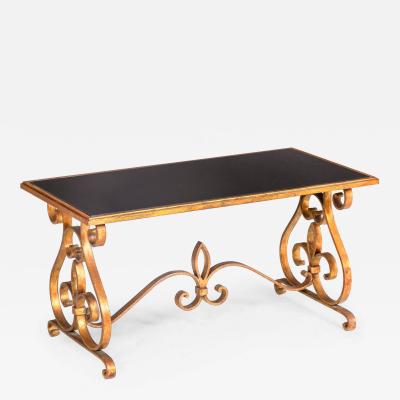 Gilt Wrought Iron Cocktail Coffee Table manner of Raymond Stubes ca 1940s
