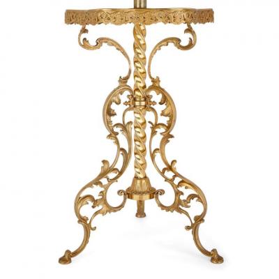 Gilt bronze and marble antique Belle poque standing lamp