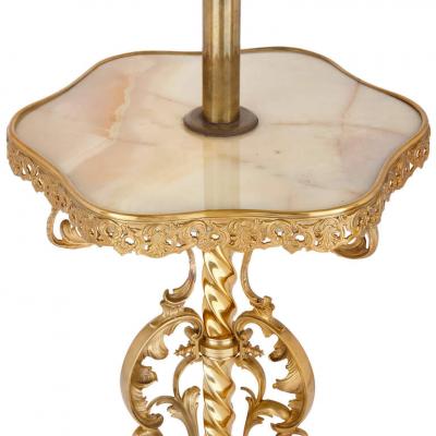 Gilt bronze and marble antique Belle poque standing lamp