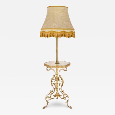 Gilt bronze and marble antique Belle poque standing lamp