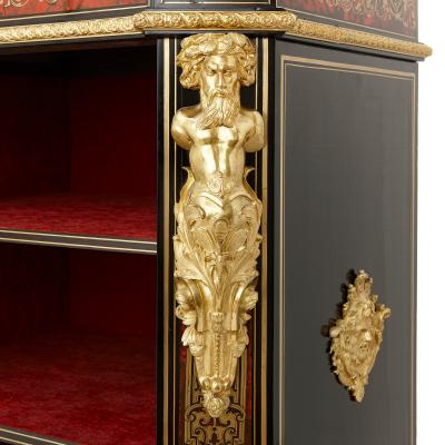 Gilt bronze ebonised wood and Boulle work antique vitrine