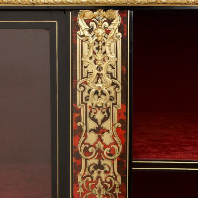 Gilt bronze ebonised wood and Boulle work antique vitrine