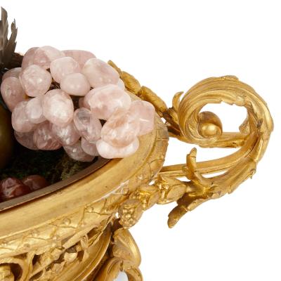 Gilt bronze jardini re with hardstone fruits