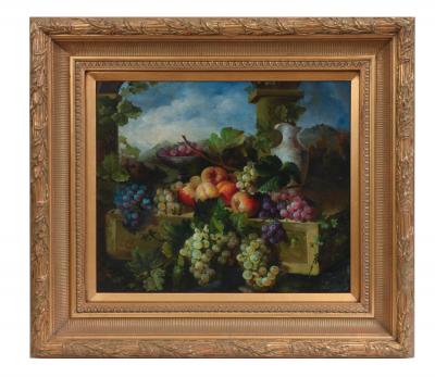 Giltwood Carved Frame Artwork Oil Painting Still Life