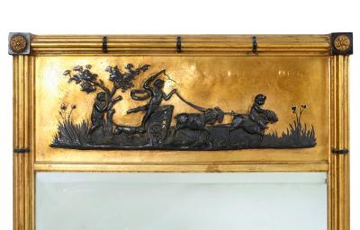 Giltwood Framed Decorated Top Hanging Wall Mirror