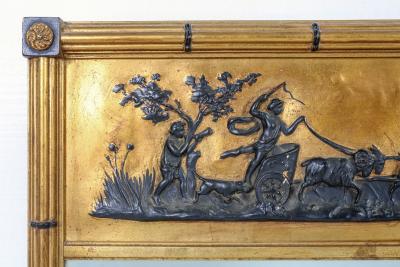 Giltwood Framed Decorated Top Hanging Wall Mirror