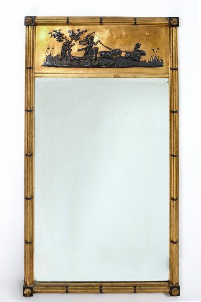 Giltwood Framed Decorated Top Hanging Wall Mirror