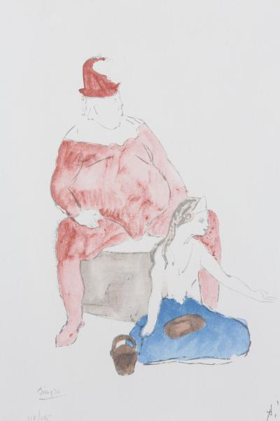 Giltwood Framed Mujer Con Mono Picasso Lithograph