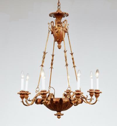 Giltwood Swan Head Chandelier