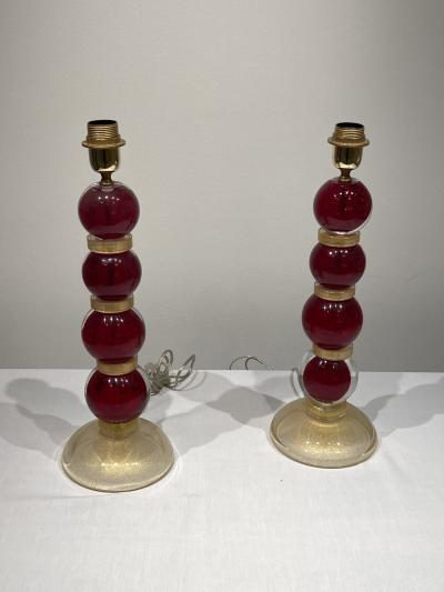 Gino Cenedese 1970s Pair of Murano glass lamps attributed to Gino Cenedese