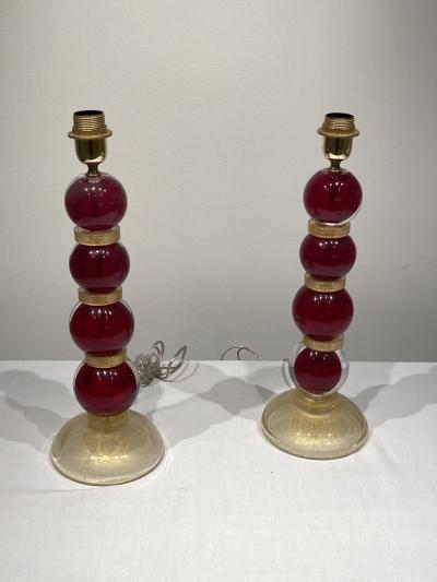 Gino Cenedese 1970s Pair of Murano glass lamps attributed to Gino Cenedese