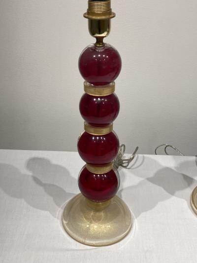 Gino Cenedese 1970s Pair of Murano glass lamps attributed to Gino Cenedese