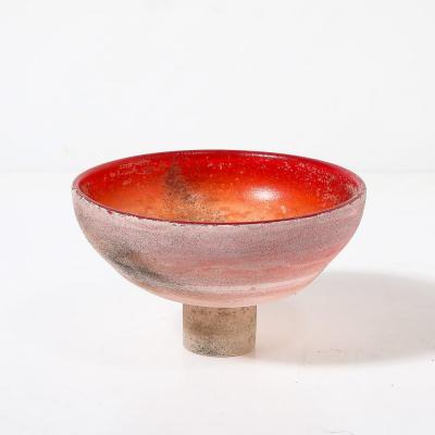 Gino Cenedese Mid Century Modernist Hand Blown Murano Scavo Glass Bowl signed Gino Cenedese
