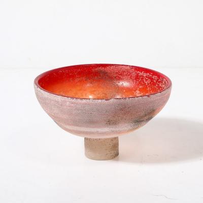 Gino Cenedese Mid Century Modernist Hand Blown Murano Scavo Glass Bowl signed Gino Cenedese