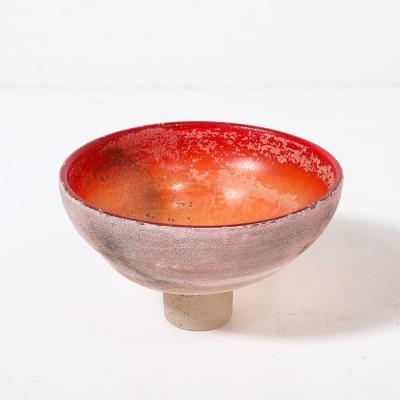 Gino Cenedese Mid Century Modernist Hand Blown Murano Scavo Glass Bowl signed Gino Cenedese