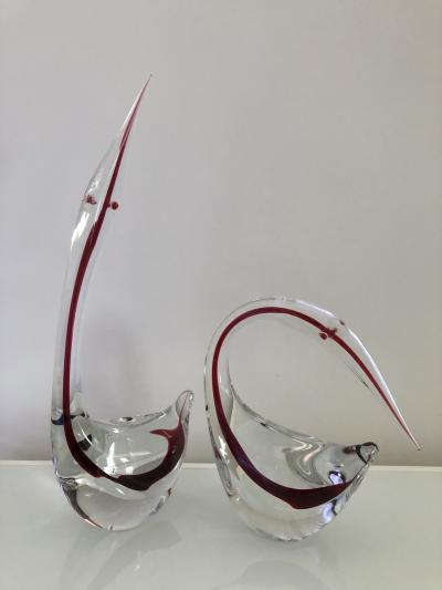 Gino Cenedese Pair Cenedese Glass large Murano birds