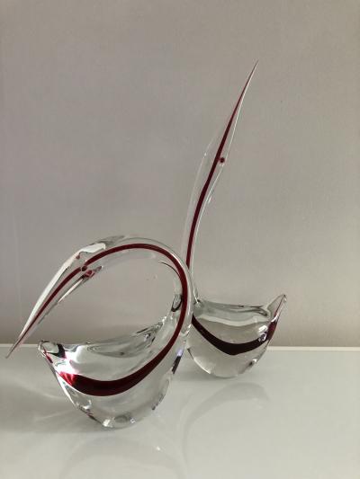 Gino Cenedese Pair Cenedese Glass large Murano birds