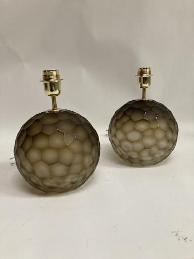 Gino Cenedese Pair of faceted Murano glass lamps