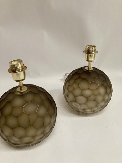 Gino Cenedese Pair of faceted Murano glass lamps