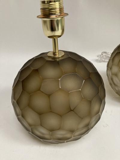 Gino Cenedese Pair of faceted Murano glass lamps