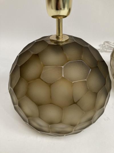 Gino Cenedese Pair of faceted Murano glass lamps