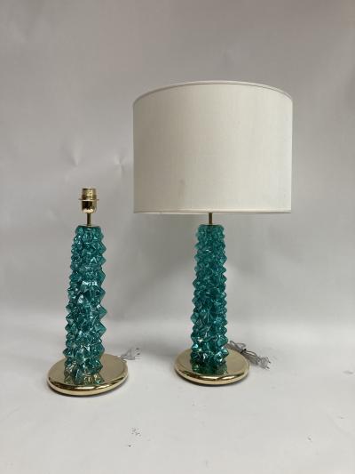 Gino Cenedese Pair of mirrored glass lamps in the style of Gino Cenedese