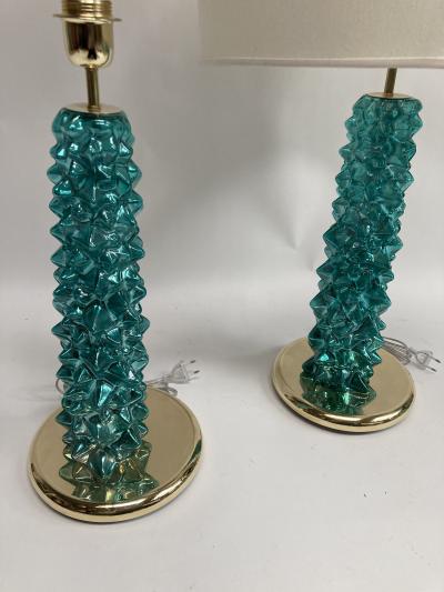 Gino Cenedese Pair of mirrored glass lamps in the style of Gino Cenedese