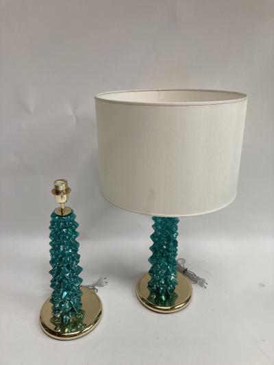 Gino Cenedese Pair of mirrored glass lamps in the style of Gino Cenedese