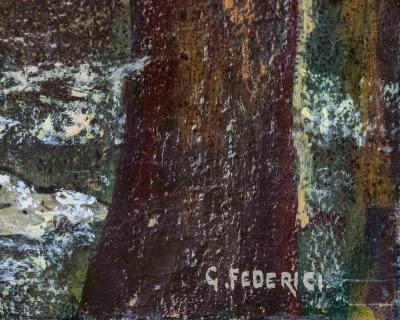 Gino Federici Shepherd with Flock Oil on Canvas Signed 20th Century