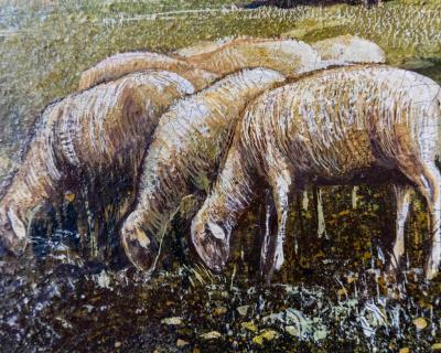 Gino Federici Shepherd with Flock Oil on Canvas Signed 20th Century