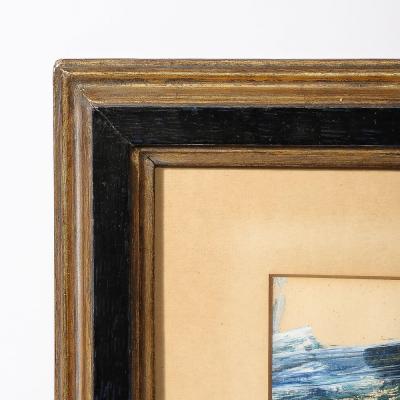 Gino Hollander Mid Century Ink Acrylic Abstracted Painting of Sailboat by Gino Hollander