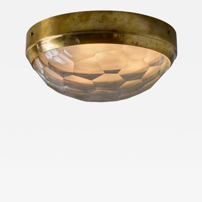 Gino Paroldo 1960s Gino Paroldo Brass Multifaceted Glass Wall or Ceiling Light for Dino Dei