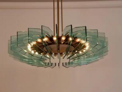 Gino Paroldo Impressive 24 light chandelier Italy c1960