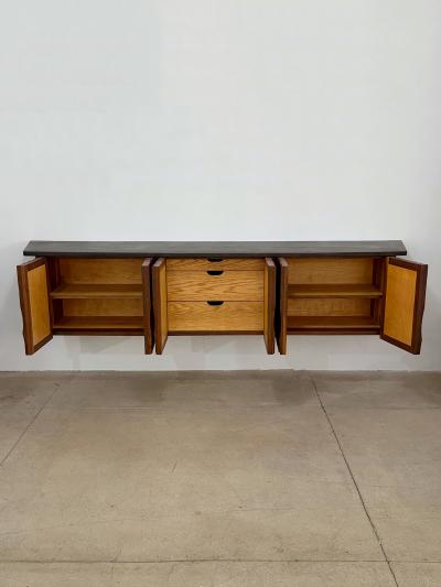 Gino Russo Gino Russo Carved Wood Slate Floating Credenza