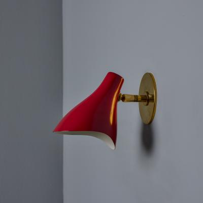Gino Sarfatti 1950s Gino Sarfatti Model 10 Sconce for Arteluce in Red
