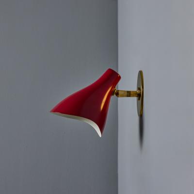 Gino Sarfatti 1950s Gino Sarfatti Model 10 Sconce for Arteluce in Red