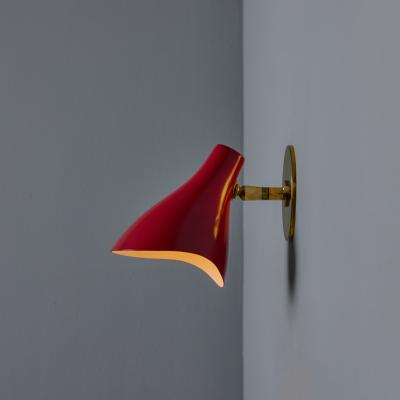 Gino Sarfatti 1950s Gino Sarfatti Model 10 Sconce for Arteluce in Red
