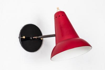 Gino Sarfatti 1950s Italian Red Articulating Sconces Attributed to Gino Sarfatti