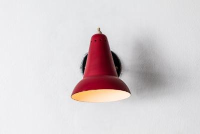 Gino Sarfatti 1950s Italian Red Articulating Sconces Attributed to Gino Sarfatti