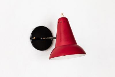 Gino Sarfatti 1950s Italian Red Articulating Sconces Attributed to Gino Sarfatti