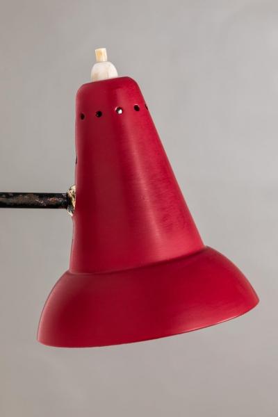 Gino Sarfatti 1950s Italian Red Articulating Sconces Attributed to Gino Sarfatti