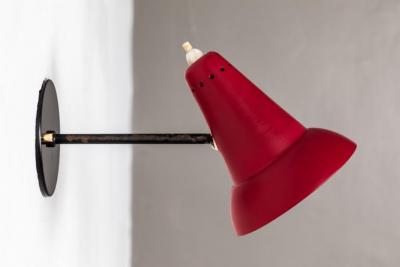 Gino Sarfatti 1950s Italian Red Articulating Sconces Attributed to Gino Sarfatti