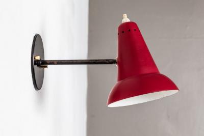 Gino Sarfatti 1950s Italian Red Articulating Sconces Attributed to Gino Sarfatti