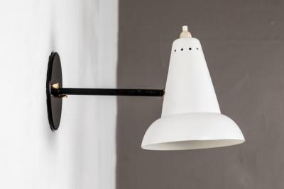 Gino Sarfatti 1950s Italian White Articulating Sconces Attributed to Gino Sarfatti
